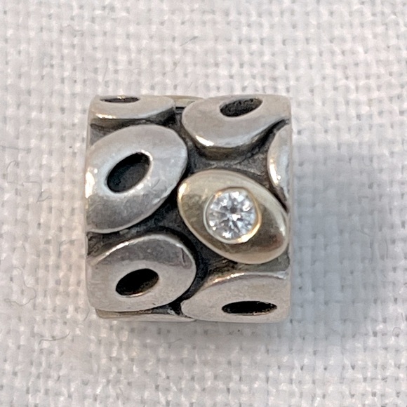 Pandora Oh My! Sterling Silver Charm w/ 14k Gold and Clear CZ - Picture 1 of 4